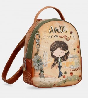 Dámské Batohy Anekke Peace & Love Camel Small Backpack | 482-HLTGUJ