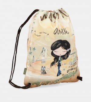 Dámské Batohy Anekke Peace & Love Fabric Drawstring Backpack | 094-EJFMAS