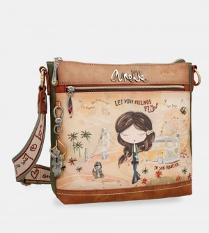Dámské Crossbody Kabelky Anekke Peace & Love Camel Square Crossbody Bag | 209-BONQTM