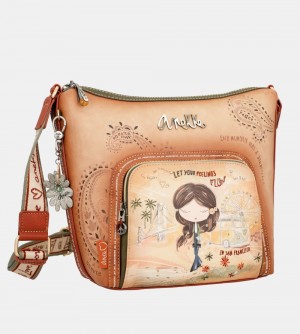 Dámské Crossbody Kabelky Anekke Peace & Love Camel Large Crossbody Bag | 541-EBTAFJ