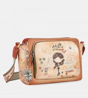 Dámské Crossbody Kabelky Anekke Peace & Love Camel Rectangular Crossbody Bag | 782-RGQTUB