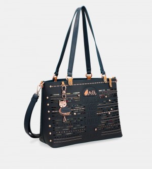 Dámské Kabelky Přes Rameno Anekke Nature Pachamama Navy Blue Large Tote Bag | 195-HBUASY