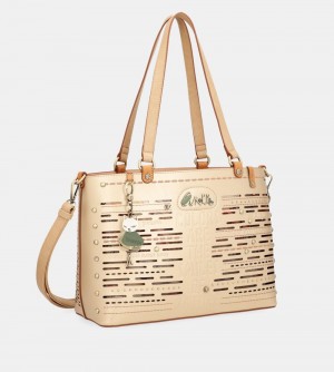Dámské Kabelky Přes Rameno Anekke Nature Pachamama Large Golden Tote Bag | 653-DLZVBJ