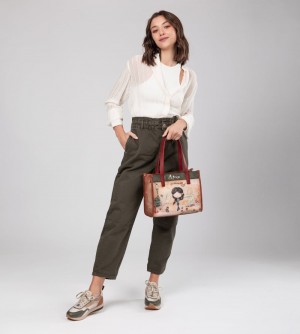 Dámské Kabelky Přes Rameno Anekke Peace & Love Camel Tote | 543-JTXFVH