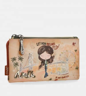 Dámské Peněženky Anekke Peace & Love Camel Flexible Rfid Wallet | 580-DBJFYL