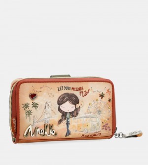 Dámské Peněženky Anekke Peace & Love Camel Medium Rfid Wallet | 651-BNFUEK