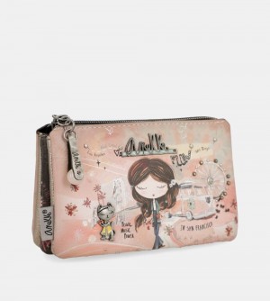 Dámské Peněženky Anekke Peace & Love Pink 3-compartment Coin Purse | 408-BPVJZK