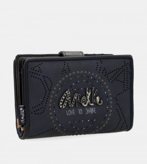 Dámské Peněženky Anekke Studio Navy Blue Small Rfid Wallet | 736-DYZBCU