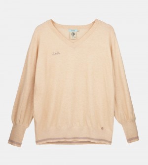 Dámské Svetry Anekke Beige Shoen V-neck Sweater | 867-NUIYWL