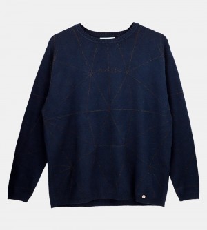 Dámské Svetry Anekke Navy Blue Shoen Sweater | 910-PIGDRO