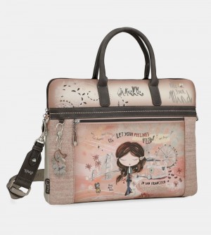 Dámské Tašky Na Dokumenty Anekke Peace & Love Pink Briefcase | 678-SKFUCQ