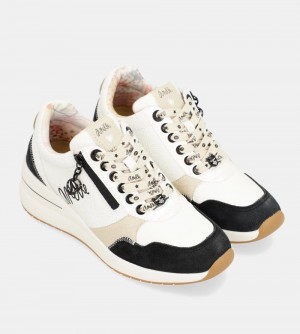 Dámské Tenisky Anekke Black & White Wedge Sneakers | 389-WCEALS