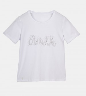 Dámské Tričko Anekke Glitter White T-shirt | 478-TJWSQK