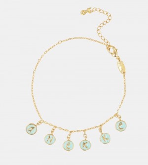 Dámské Šperky Anekke Calm Gold Plated Anklet With Gold Plated Stones | 178-SLRYKT